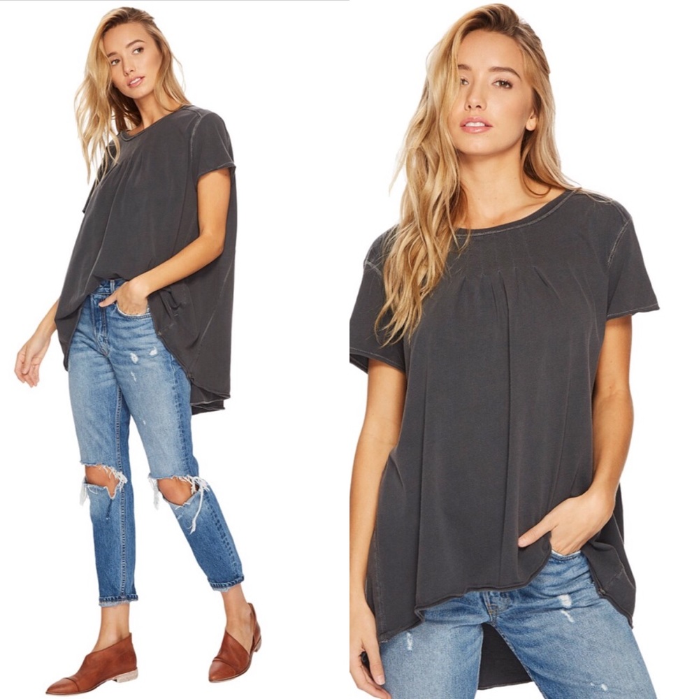 FREE PEOPLE Little Gem Knit Tee Grey NWT - Picture 3 of 8